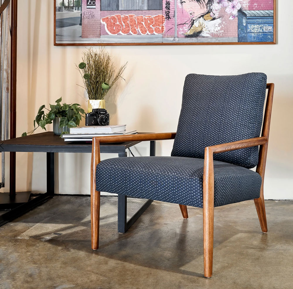 Cisco Home, Montauk Chair, Oak Frame, Tori Indigo $2,430